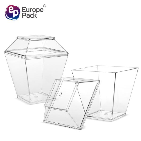 Party supplies dessert square reusable plastic cup with lid