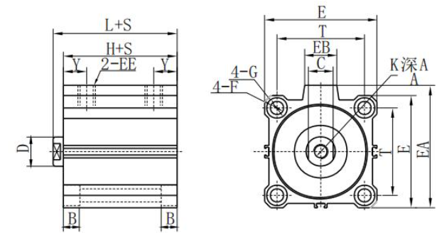 QGY Compact Air Cylinder heavy type Direct installation