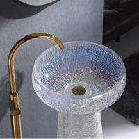 Articles sanitaires en gros en porcelaine de marbre, lavabo populaire en cristal, vasque en verre coloré pour salle de bain