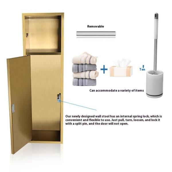 Wall Mounted Bathroom Toilet Brush Cabinet 630x185x120mm Stainless Steel