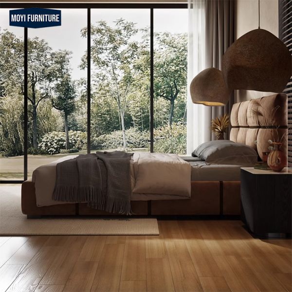 Storage Upholstered Platform Bed Base Modern Linen Fabric Soft Bedroom Furniture Slipcovered Tatami Tuffed Low King Size