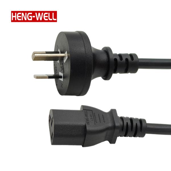 Cordon d'alimentation à 3 broches certifié SAA 10A 250V avec prise Au pour PC/ordinateur/ordinateur portable C13/C5 3 broches pour appareil électroménager Cordon d'alimentation en courant continu à courant alternatif pratique et durable avec prise SAA