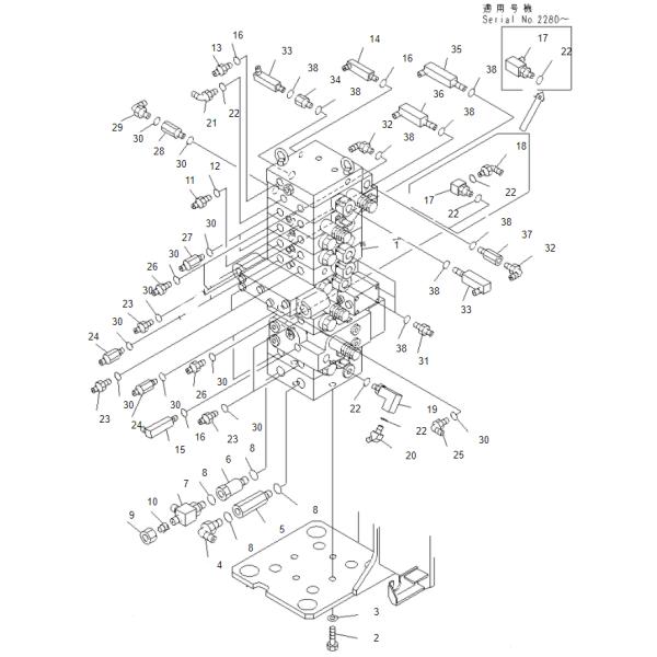 Клапан основного управляющего воздействия 1001-5500 экскаватора PC40MR-2 гидравлический