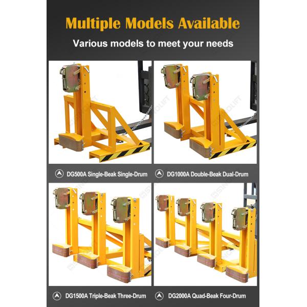 DG500 / DG1000 / DG1500 / DG2000 Heavy-Duty Forklift Mounted Drum Grab