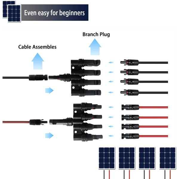 Переходник M/FFFF и F/MMMM Splitter соединителя Combiner кабельного соединителя PV ветви t