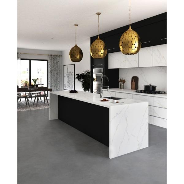 Anti Pollution White Quartz Countertops 3200*1600 Quartz Kitchen Worktops
