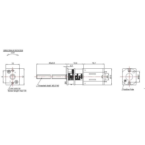 Mini Metal Gear Motor , 3v 6v 12v 12mm Gear Motor With Long Screw Shaft