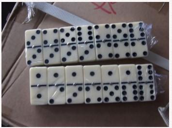 Domino set, Material Melamine , Total 28pcs, double six, packaged in PVC box, Size:48x24x7mm, part:JYX-D1681