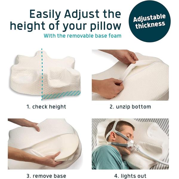 Adjustable Memory Foam Pillow for Side Sleepers Woven Fabric Includes 2 Pillowcases