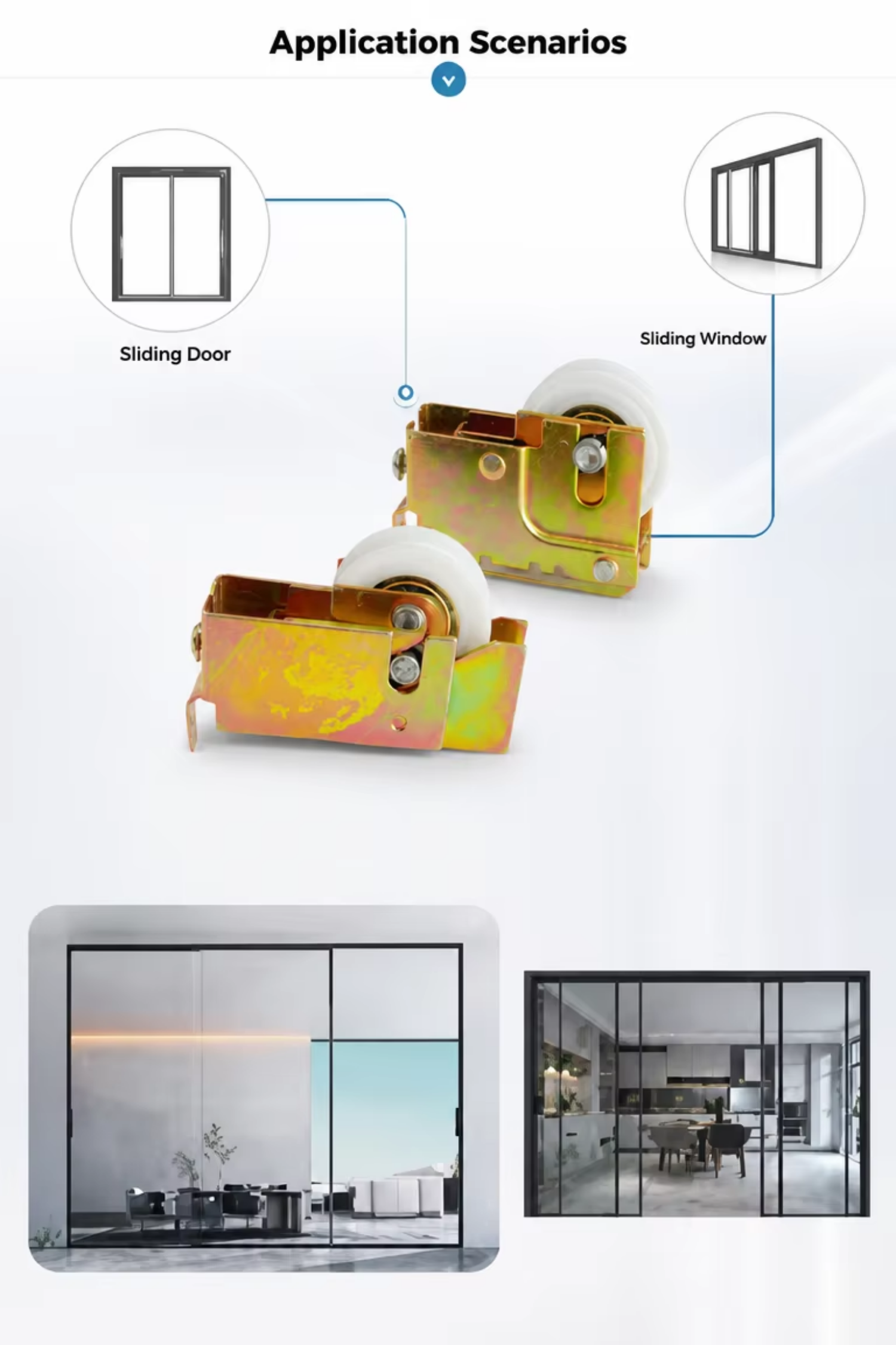 Adjustable Zinc Plated Window Roller with Quiet Operation Nylon U Groove Wheel for Mini Sliding Window Sash