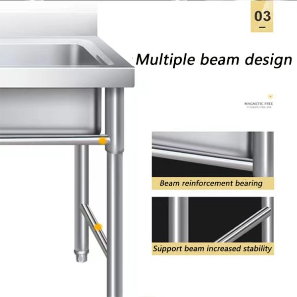 SS304 Stainless Steel 3 Compartment Sink OEM ODM Commercial Wash Sink