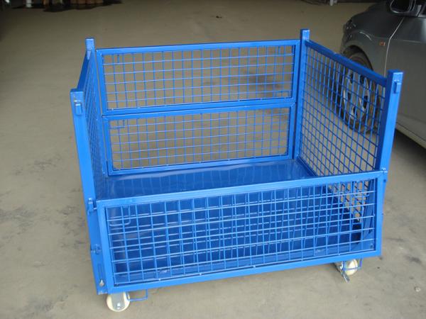 heavy duty stackable and foldable spray paint wire mesh containers for warehouse storage