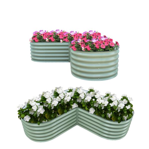 Light Green L Shaped Galvanized Steel Planter Box 5.5*5.5*1.4FT