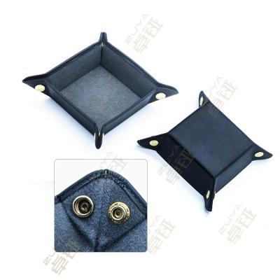 Stockage principal de téléphone de pièce de monnaie de Tray Unfolds Flat Catchall Jewelry de valet en cuir pliant