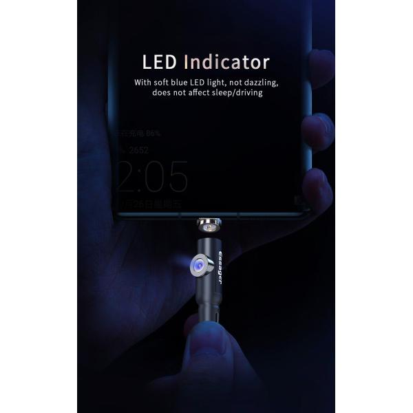 Type C Micro USB IOS LED 3 In 1 Magnetic Charger Cable With Two Head Charging