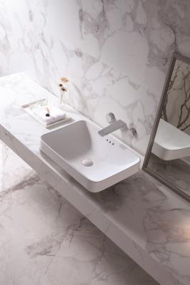 Dissipador branco do banheiro do tampo da mesa de Art Retangular Sanitary Ware Basin