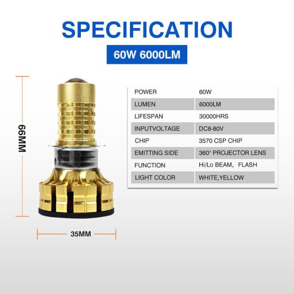 Blue Yellow Motorcycle Headlights 3570 CSP Chip Motorbike Headlight Bulb