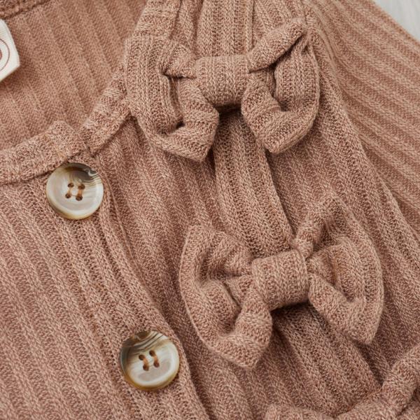 Polyester Autumn Spring Children'S Clothing Bow Cardigan Wool Knitted Coat