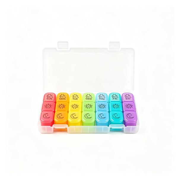 Pill Container Organizer 3 Times Day 7 Days Plastic Portable 21 Compartments Weekly Travel Vitamin Medication Case