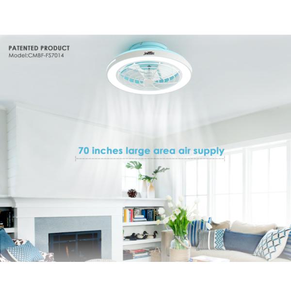 Grande fluxo de ar 20 polegadas de acabamento azul LED ventilador de teto para quarto design moderno