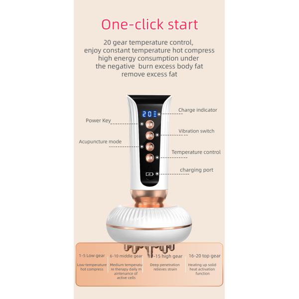 20 Gear EMS Microcurrent Electric Meridian Brush Infrared Heating Vibration Therapy Massage Device