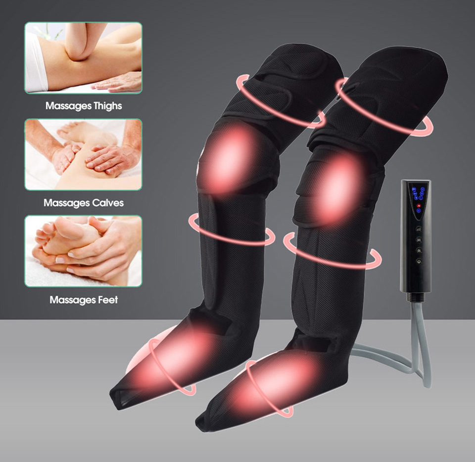 510K/CE/ROHS Certified Air Compression Leg Massager with 3 Massage Modes and Heating Function for Foot and Leg Therapy