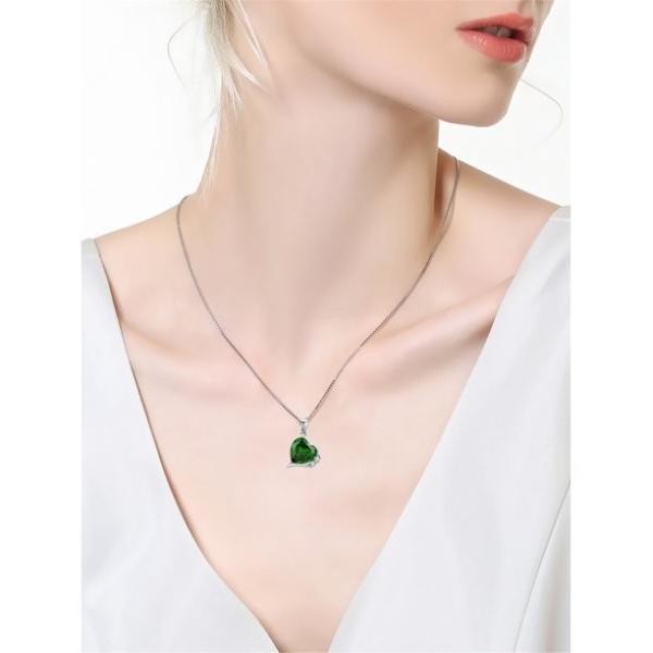 6,06 драгоценная камень отрезка сердца карата TCW создала шкентель ожерелья изумруда 925 стерлинговый серебряный с цепью свободно 18