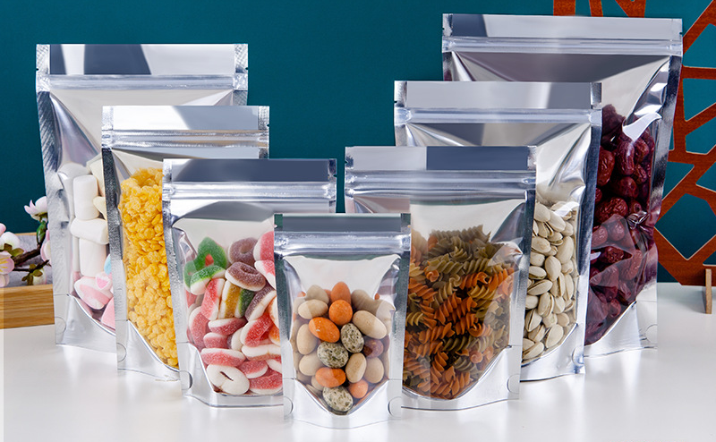 Resealable Zipper Bag Aluminum Foil Food Packaging Ziplock Pouch Front Transparent Clear Yin-Yang Standup Bag Plastic Custom Bag