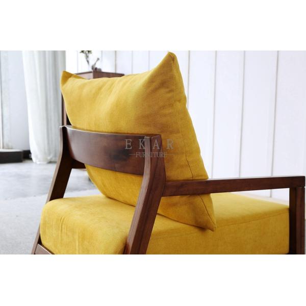 Solid Wood Frame Wooden Fabric Leisure Chair