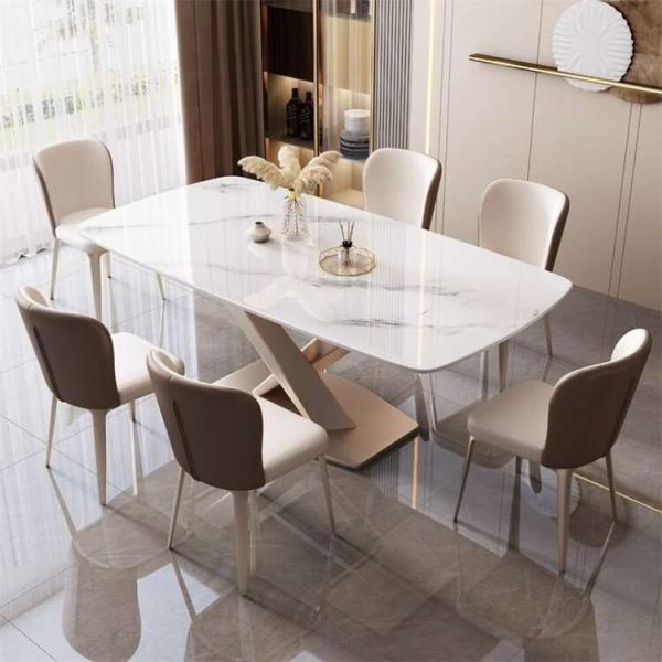 Marbre / pierre sintrée / pierre de quartz Table à manger 6 places Luxe