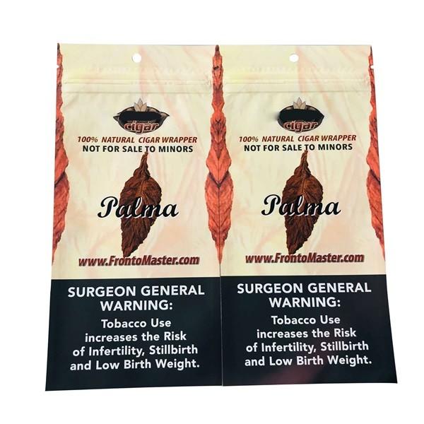 Saco de embalagem de folhas de fumo Bolso de tabaco rolante com fecho e autocolante