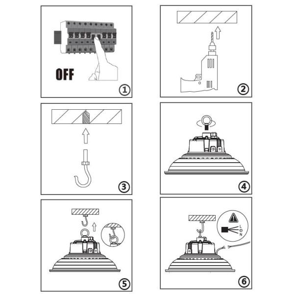 200W IP65 Waterproof Industrial High Bay Lights With Anti Glare Cap