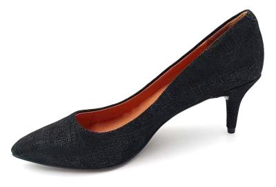 customizado Black Women Heels, Slingback Pump Heels com material de couro