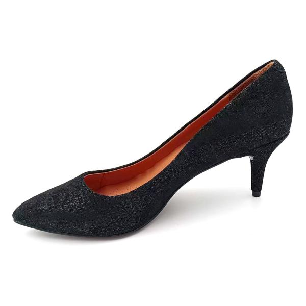 на заказ Чёрные женские каблуки, Слингбек насосные каблуки с кожаным материалом