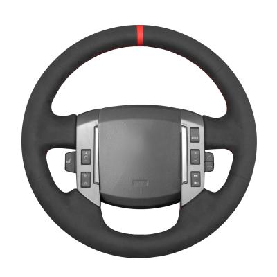 Hand Stitched Faux Black Suede Red Strip Steering Wheel Cover for Land Rover Discovery 3  2004-2009