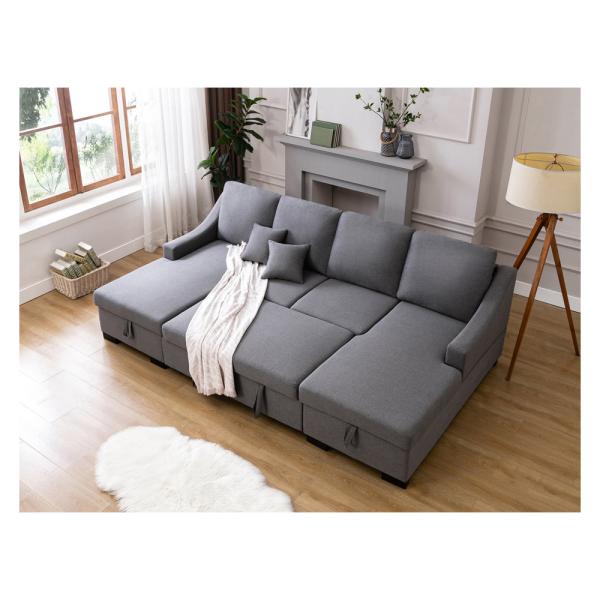 Cara Furniture Big U-shaped double chaise with Storage sofa beds Popular style sleeper sofas Living room sofa bed
