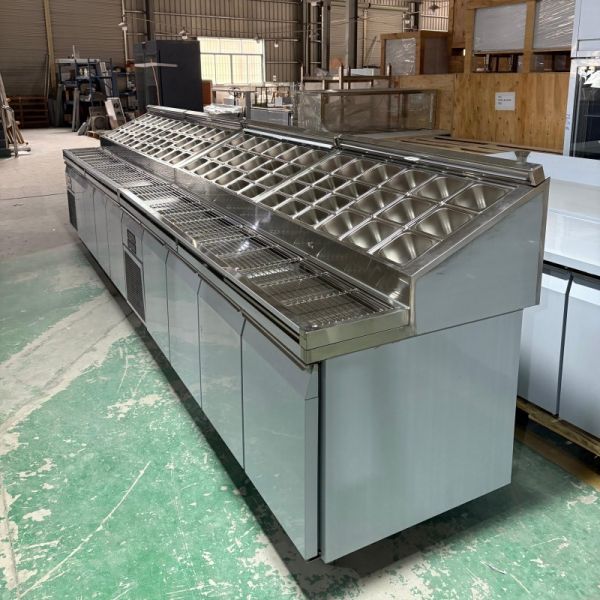 Stainless Steel Undercounter Countertop Pizza Fridge Commercial 4 Doors
