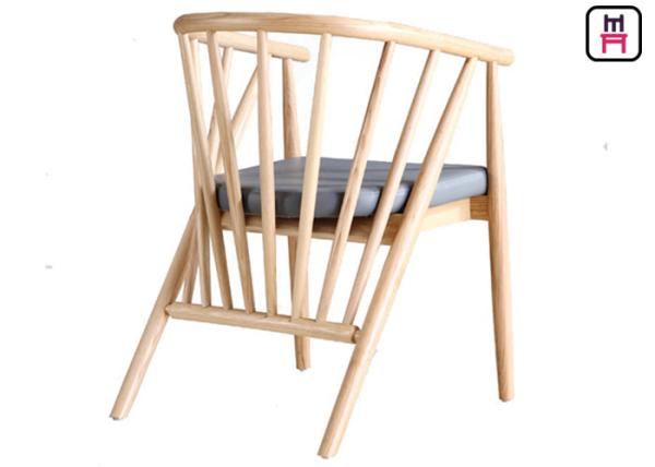 Upholstered Ash Chair Vertical Wood Restaurant Chairs Leather Seats Modern Dining Chairs