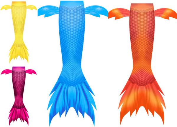 Juku Mermaid Newest Design Side fins Orange Mermaid tail with small Frills for Girls and Women Swimwear