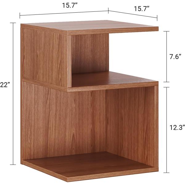 Small Spaces Bedroom Furniture Minimalist 3 Tier End Table with Open Storage Bedside Table