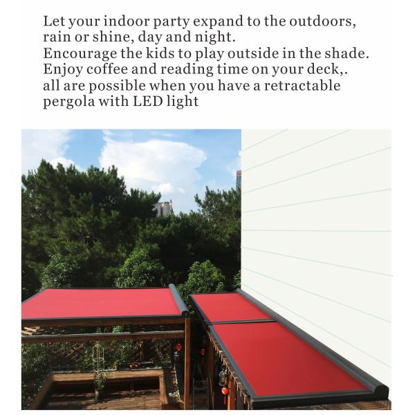 Anti UV Spanish Fabric Electric Shade Awning , Automatic Motorized Sun Shade Awning