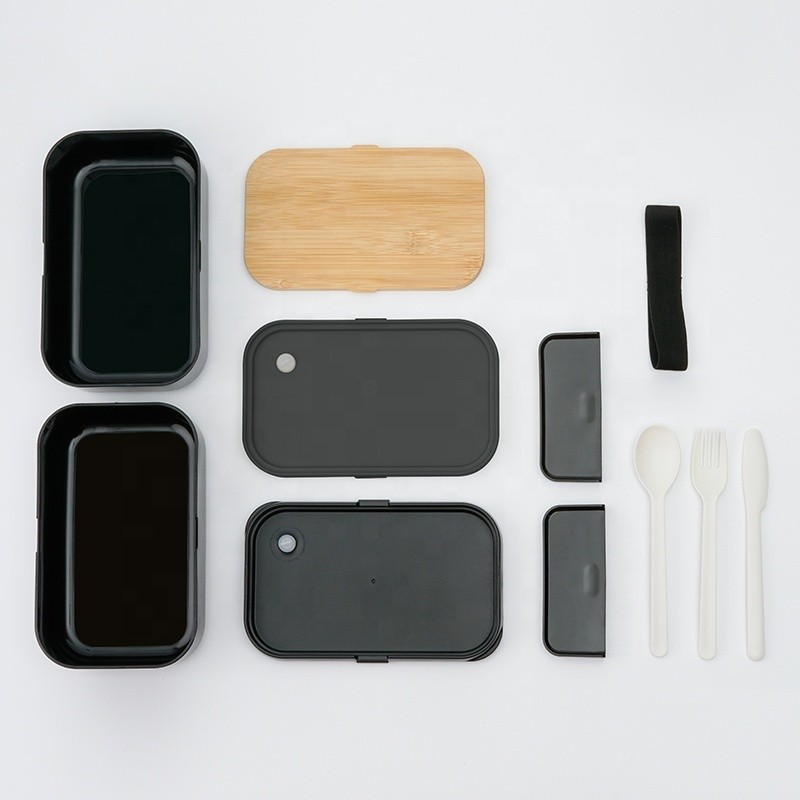 PORTABLE 195*122*131 mm Leak-proof 2-Layer BPA Free Bamboo Lid Lunchbox for Adults