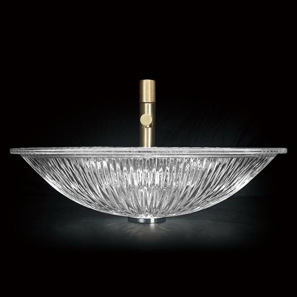 One Piece Molding Glass Vessel Sink Bowls 550mm Long No Overflow