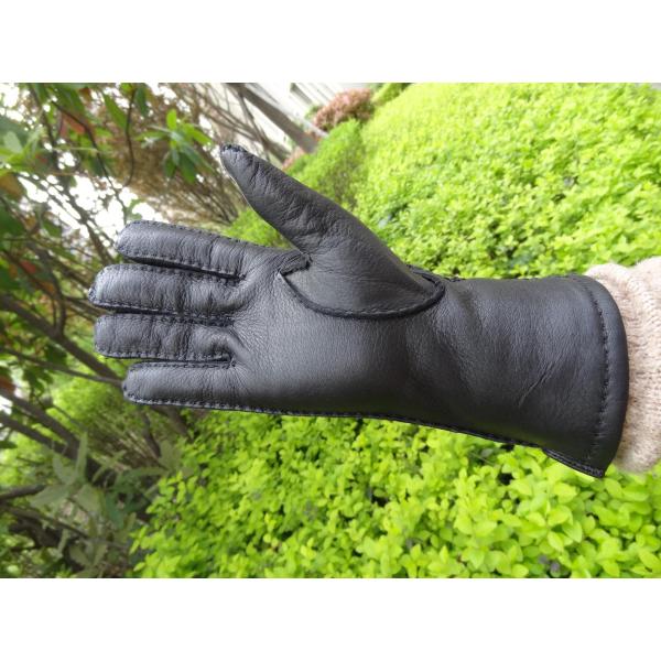 women winter warm deer leather gloves