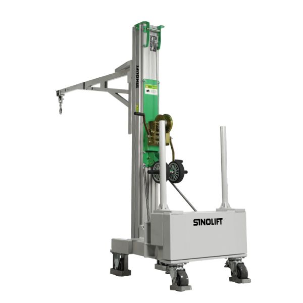 BS01 Balanced Counterweight Manual Hand Winch Crane 150kg, Mobile Floor Crane with Counterweight & Swivel Hook, for Warehouse Workshop Construction