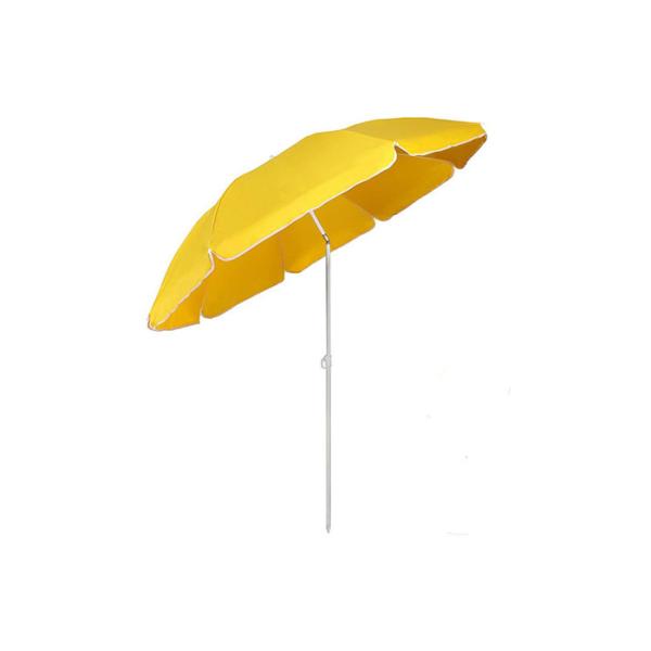 Yellow Steel Windproof Beach Umbrella Double Needle Process With Flap