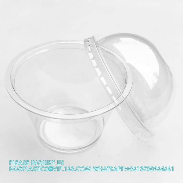 Plastic Cups Ice-Cream Cups Dome Lids, 180ml/6oz Sundae Dessert Cups For Iced Coffee Cold Drinks Frozen Yogut