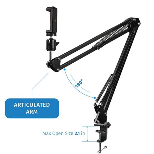 2KG 360 Rotating Head M60 Round Base Mic Stand With Boom