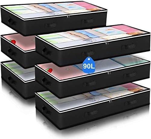 Budding Joy 90L Under Bed Storage Containers, Closet Organizers and Storage Bins, Foldable Underbed Storage Bags for