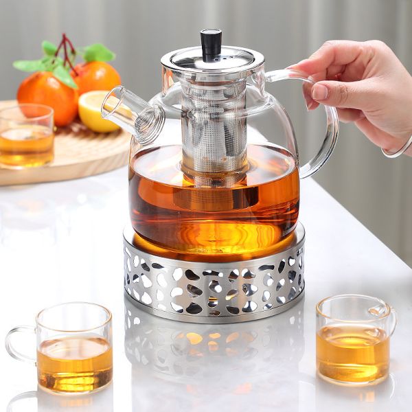Modern Eco Friendly Borosilicate Glass Teapot , Glass Tea Infuser Kettle With Handle